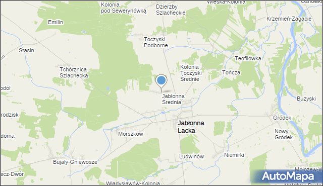 mapa Jabłonna Średnia, Jabłonna Średnia na mapie Targeo